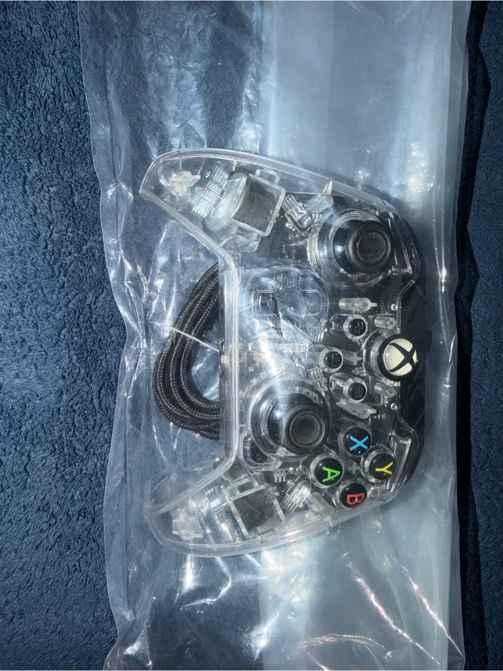 Transparent Wired Light Up Game Controller with Black Accents